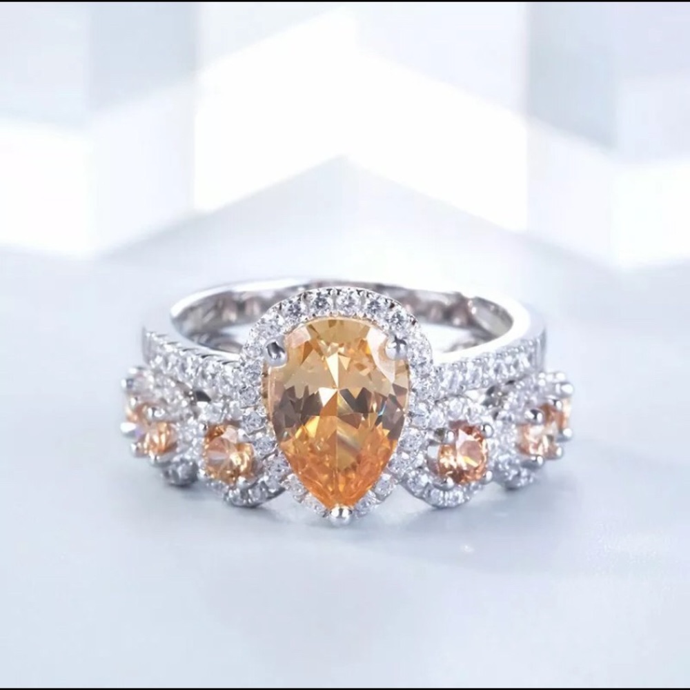 BRAND NEW 1Ct MORGANITE 2pc PEAR CUT .925 SET